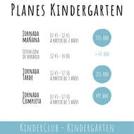Kindergarten - 1 jornada TARDE (12:45 - 17:30) - PASE LIBRE